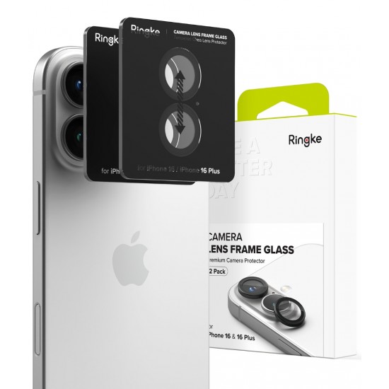 Γυαλί Προστασίας Κάμερας Ringke Camera Lens Frame Glass (2 Τεμάχια) for iPhone 16 / 16 Plus (CLF1G930) Black