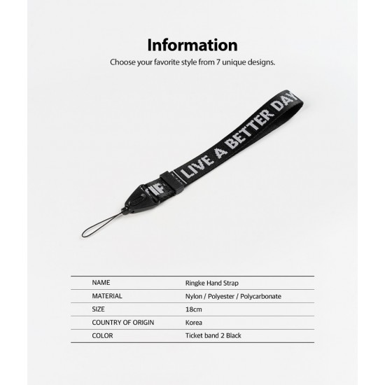 Λουράκι πολλαπλών χρήσεων Ringke Hand Strap Ticket Band 2 Balck (ST08257RS)