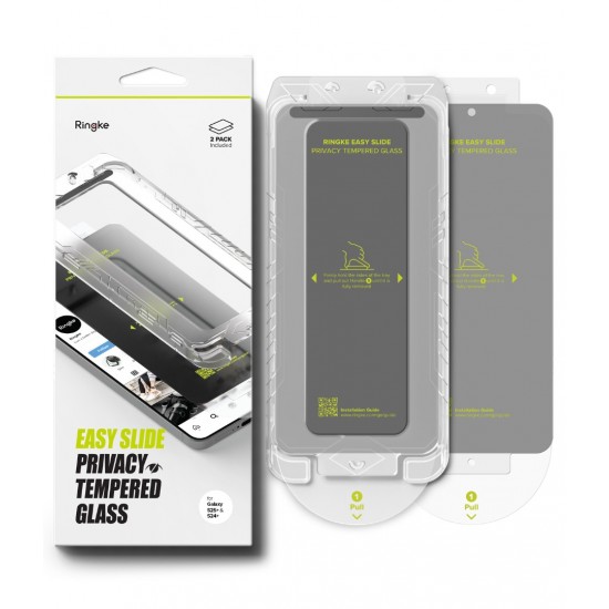 Γυαλί Προστασίας Ringke Easy Slide Privacy Tempered Glass Screen Protector for Samsung  Galaxy S25 Plus / S24 Plus (2 Τεμάχια) (G4as1002)