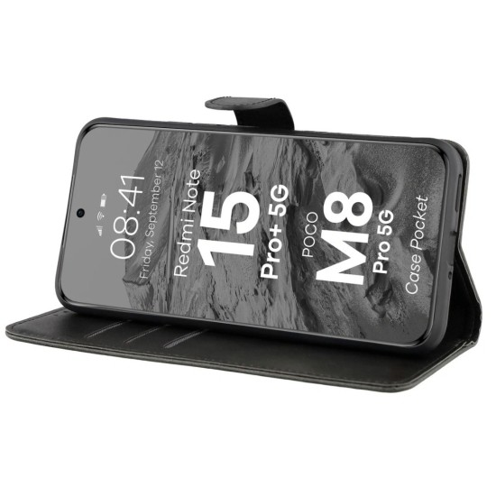 Θήκη Βιβλίο Bizon Case Pocket Xiaomi Redmi Note 15 Pro 5G black