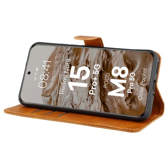 Θήκη Βιβλίο Bizon Case Pocket Xiaomi Redmi Note 15 / POCO M8 5G brown