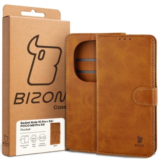 Θήκη Βιβλίο Bizon Case Pocket Xiaomi Redmi Note 15 / POCO M8 5G brown