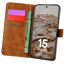 Θήκη Βιβλίο Bizon Case Pocket Xiaomi Redmi Note 15 Pro 5G brown