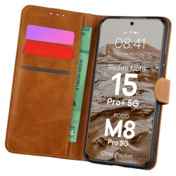 Θήκη Βιβλίο Bizon Case Pocket Xiaomi Redmi Note 15 Pro+ Plus 5G / POCO M8 Pro 5G brown