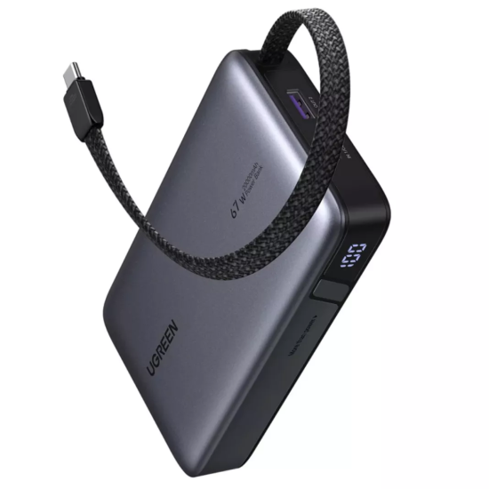 Power Bank UGREEN 20000mAh 67W Fast Charge (2x USB-C / 1x USB-A) PD & QC - Grey