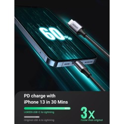 Καλώδιο USB-C to Lightning Cable UGREEN US304 20W 3A 1m Black Καλώδιο USB-C to Lightning Cable UGREEN US304 20W 3A 1m Black