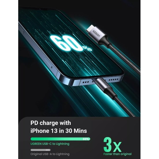 Καλώδιο USB-C to Lightning Cable UGREEN US304 20W 3A 1m Black Καλώδιο USB-C to Lightning Cable UGREEN US304 20W 3A 1m Black