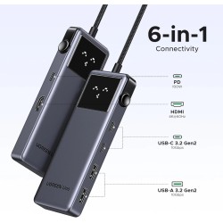 UGREEN Uno 6-in-1 Docking Hub USB-C με 4K HDMI, PD 100W & USB 3.2 Gra