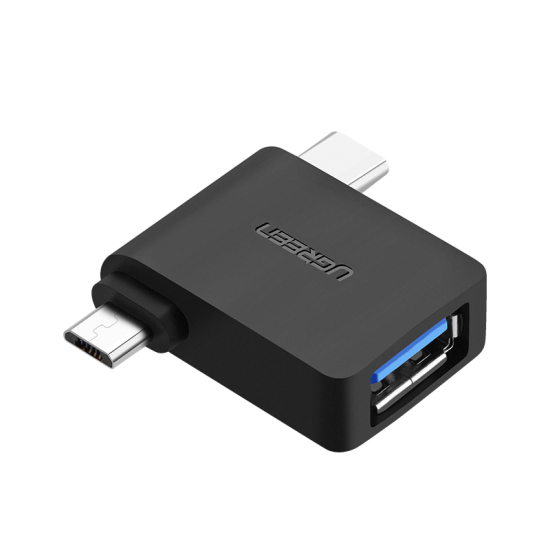 Προσαρμογέας UGREEN 2in1 Adapter OTG USB-A 3.0 to USB-C and micro-USB (black)
