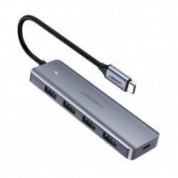 Ugreen USB C - 4x USB 3.2 Gen 1 HUB with micro USB power port gray (CM219 70336)