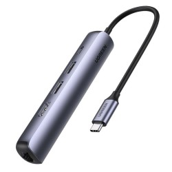 Ugreen USB-C Hub  CM418 (10919)  2 x USB-A 3.0 - 1 x USB-C - 1 x HDMI - 1 x RJ45 Grey
