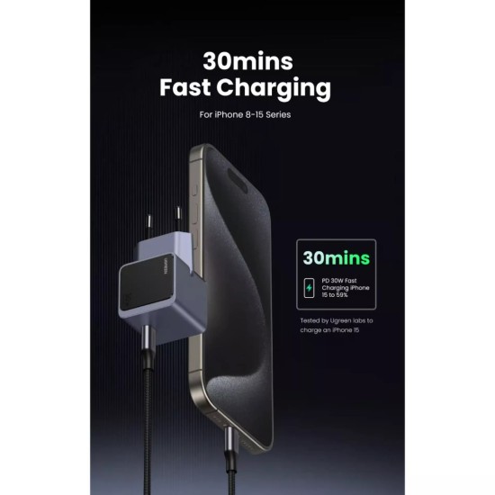 Φορτιστής Ταξιδίου UGREEN Nexode Pro 30W GaN USB-C - Grey/Black Φορτιστής Ταξιδίου UGREEN Nexode Pro 30W GaN USB-C - Grey/Black