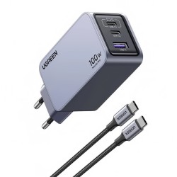 Φορτιστής Wall Charger UGREEN X757 Nexode Pro 100W 3A 1 x USB-A - 2 x USB-C with USB-C Cable  Grey