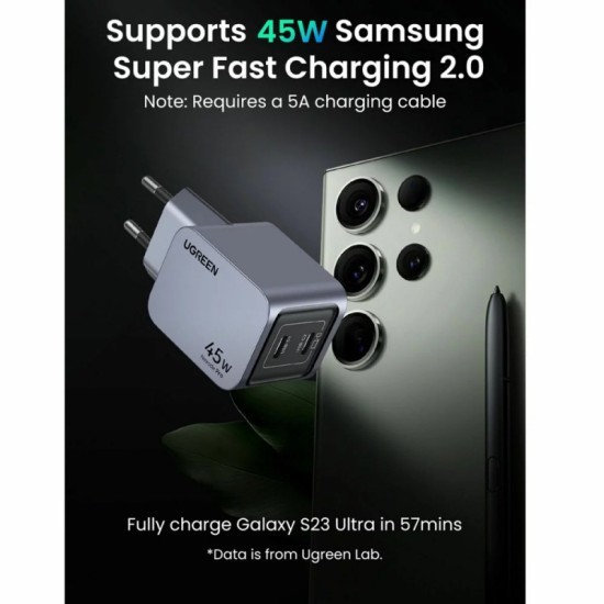 Φορτιστής Wall Charger UGREEN X707 Nexode Pro 45W 3A 2 x USB-C Grey Φορτιστής Wall Charger UGREEN X707 Nexode Pro 45W 3A 2 x USB-C Grey