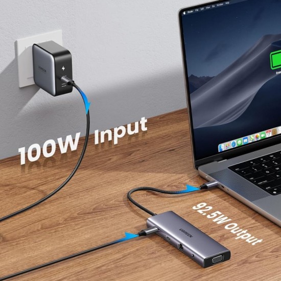 USB-C Hub UGREEN CM498 (15601) 3 x USB-A 3.0 - 1 x USB-C - 1 x HDMI - 1 x VGA - 1 x Jack 3.5mm - 1 x RJ45 - 1 x SD - 1 x microSD Grey USB-C Hub UGREEN CM498 (15601) 3 x USB-A 3.0 - 1 x USB-C - 1 x HDMI - 1 x VGA - 1 x Jack 3.5mm - 1 x RJ45 - 1 x SD - 1 x microSD Grey