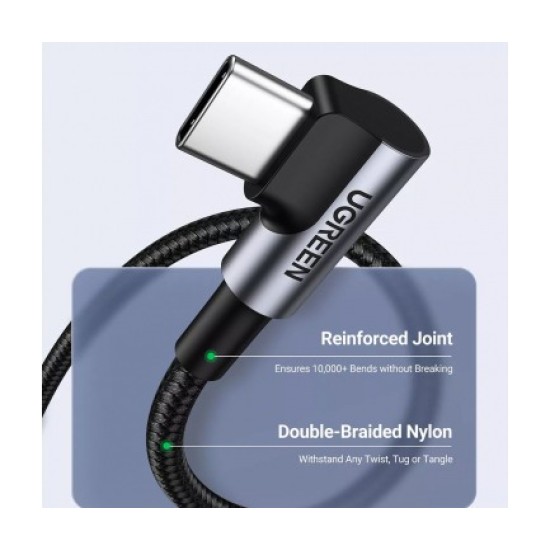 Καλώδιο UGREEN USB-C to USB-C Cable US335 Angled 100W 5A 2mBlack Καλώδιο UGREEN USB-C to USB-C Cable US335 Angled 100W 5A 2mBlack