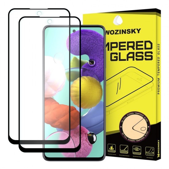 Screen Protector - Wozinsky 2x Tempered Glass Full Coverage Full Glue Case Friendly Samsung Galaxy A51 black
